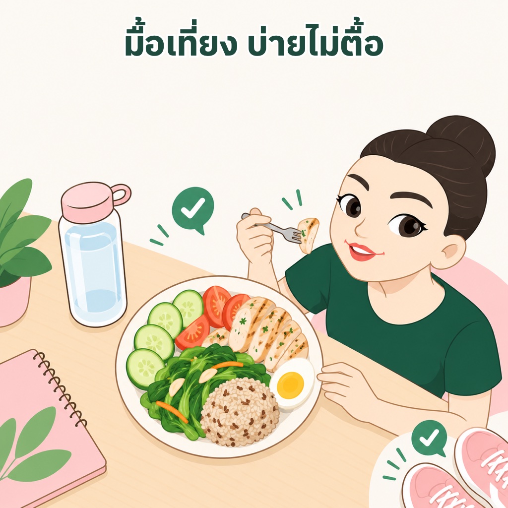มื้อเที่ยงแก้สมองตื้อตอนบ่าย ข้าวกล้องน้อยลง อกไก่ย่างและไข่ต้ม ผัดผักใบเขียว น้ำเปล่า และลุกเดินเบาๆ 5 ถึง 10 นาทีหลังกิน