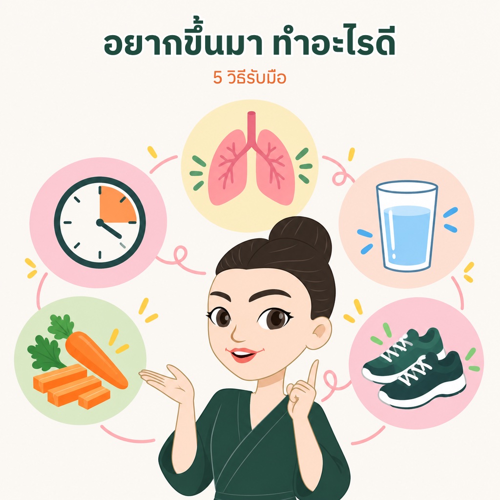 ไอคอน 5 วิธีรับมืออาการอยาก นาฬิกา ปอด แก้วน้ำ แครอท และรองเท้าวิ่ง