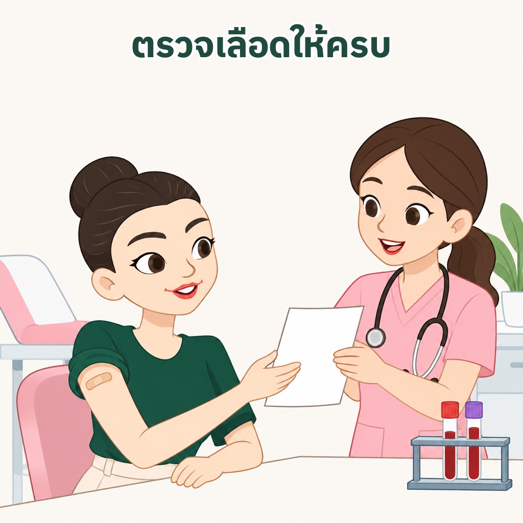 ผมร่วงจากขาดธาตุเหล็กต้องตรวจเลือด CBC ดูภาวะซีด และค่าเฟอร์ริติน Serum Ferritin ดูเหล็กในคลัง แล้วคุยผลกับแพทย์
